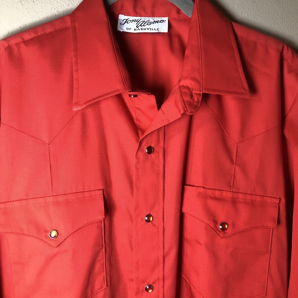 Vintage Tony Alamo Of Nashville Western Rodeo Performer Shirt Pearl Snaps Red